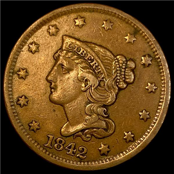 1842 Braided Hair Large Cent NEARLY  UNCIRCULATED