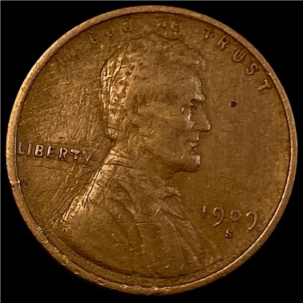 1909-S Lincoln Wheat Cent LIGHTLY CIRCULATED