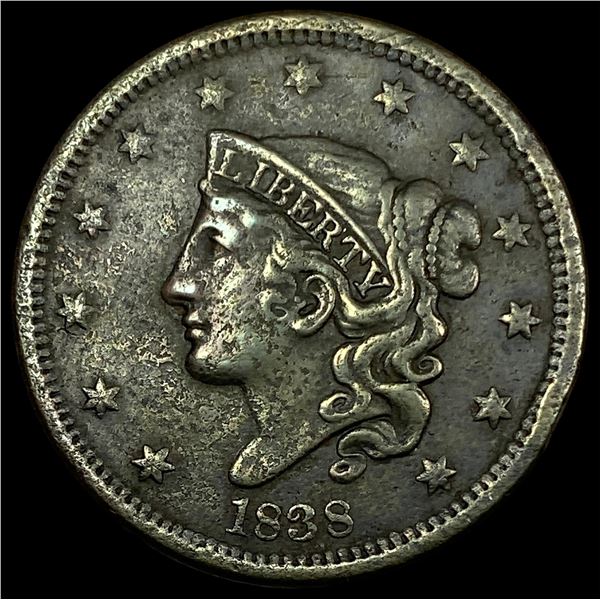 1838 Coronet Head Large Cent NEARLY  UNCIRCULATED