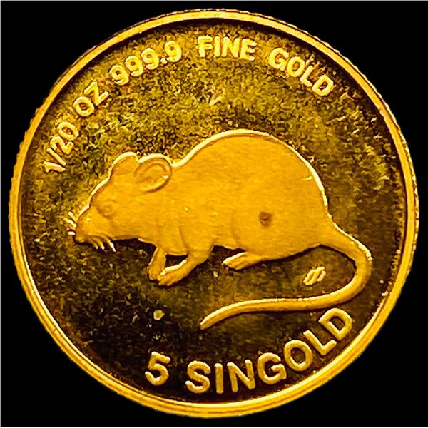 1984 Singapore 1/20oz Gold 5 Singold CHOICE  PROOF
