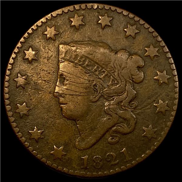 1821 Coronet Head Large Cent NICELY  CIRCULATED