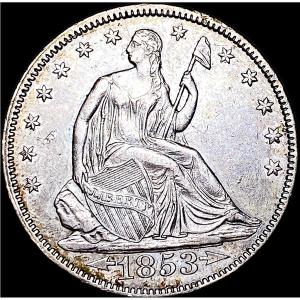1853 Arrows/Rays Seated Liberty Half Dollar  CLOSELY UNCIRCULATED
