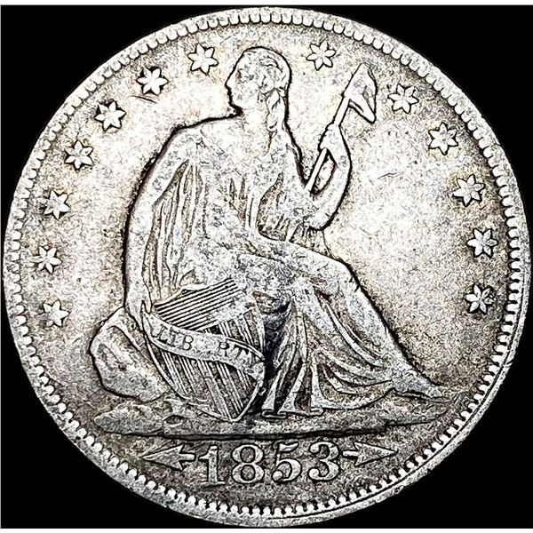 1853 Arrows/Rays Seated Liberty Half Dollar  NICELY CIRCULATED