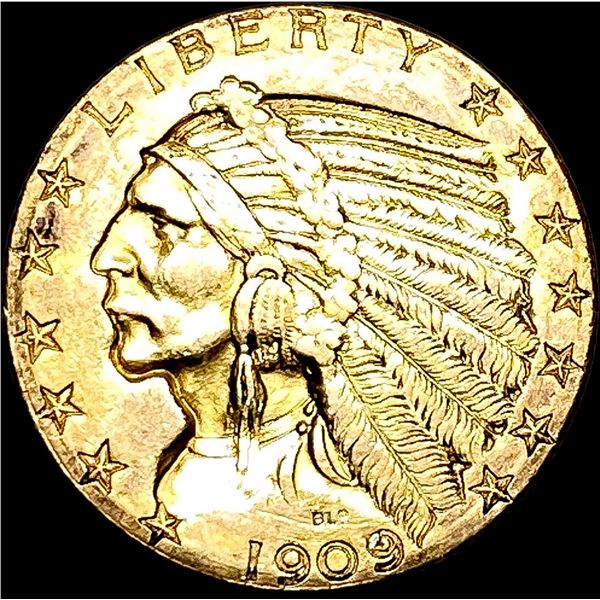 1909-D Indian Head Half Eagle $5 Gold CLOSELY  UNCIRCULATED
