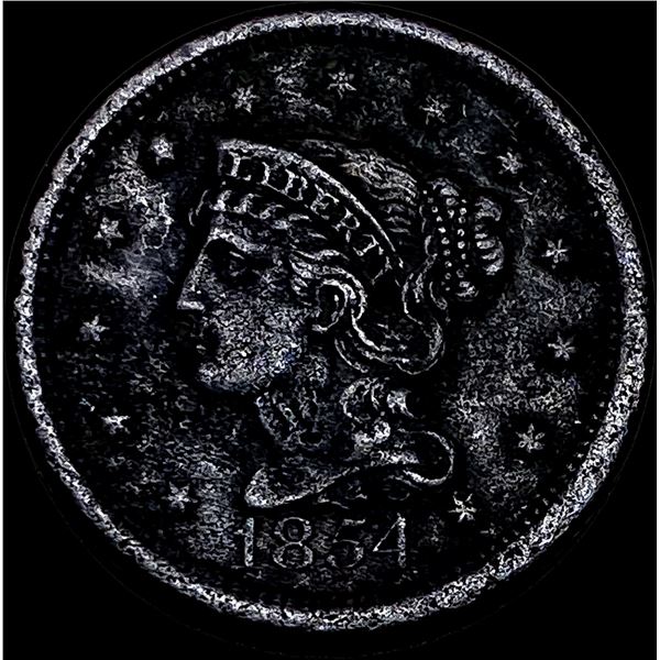 1854 Braided Hair Large Cent NEARLY  UNCIRCULATED