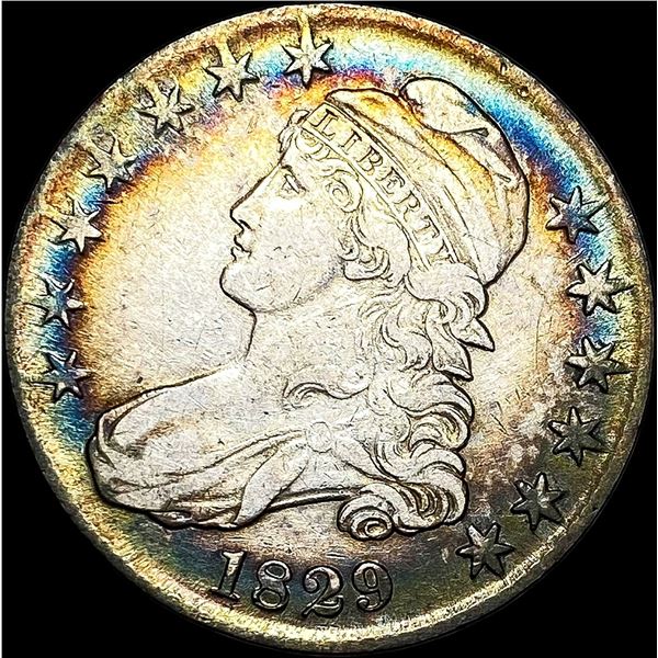 1829 Toned Capped Bust Half Dollar NEARLY  UNCIRCULATED