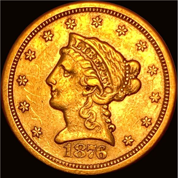 1876-S Gold $2.50 Liberty Quarter Eagle NEAR  UNC