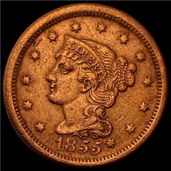 1855 Braided Hair Large Cent CLOSELY  UNCIRCULATED