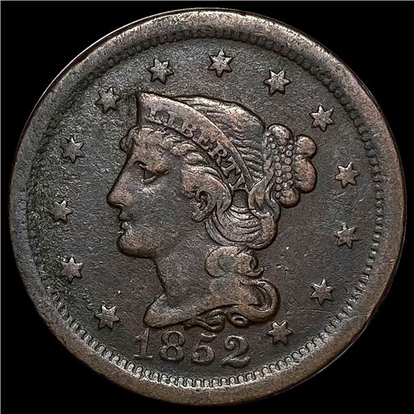 1852 Braided Hair Large Cent LIGHTLY  CIRCULATED