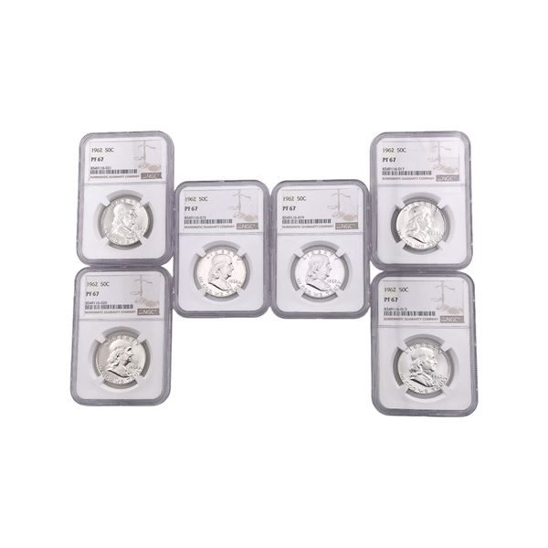 [6 Coins] 1962 Franklin Half Dollar NGC PF67