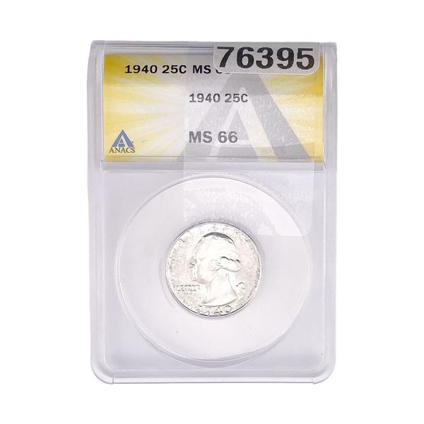 1940 Washington Silver Quarter ANACS MS66