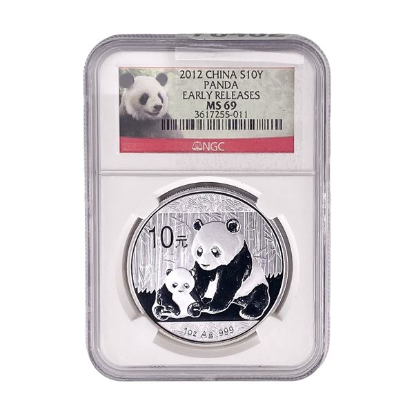 2012 China Sliver 10Y Panda Early Releases NGC MS69