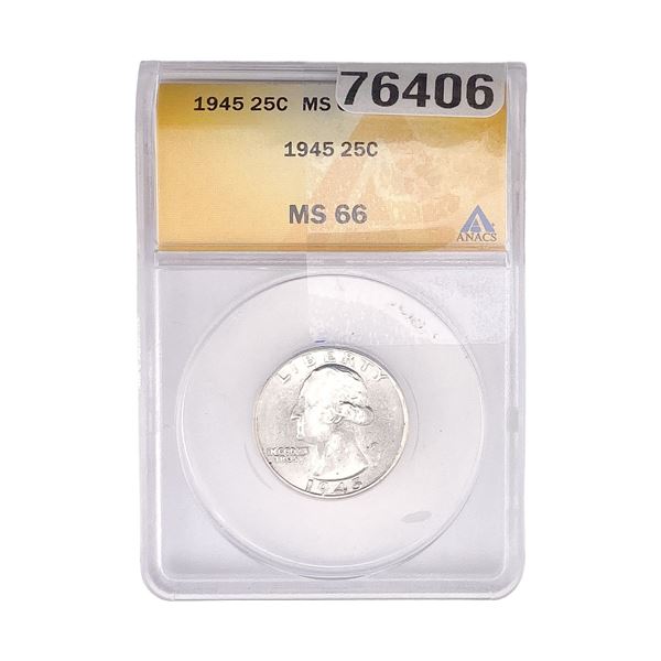1945 Washington Silver Quarter ANACS MS66