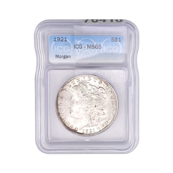 1921 Morgan Silver Dollar ICG MS65