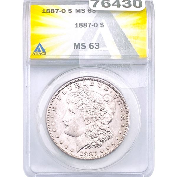 1887-O Morgan Silver Dollar ANACS MS63