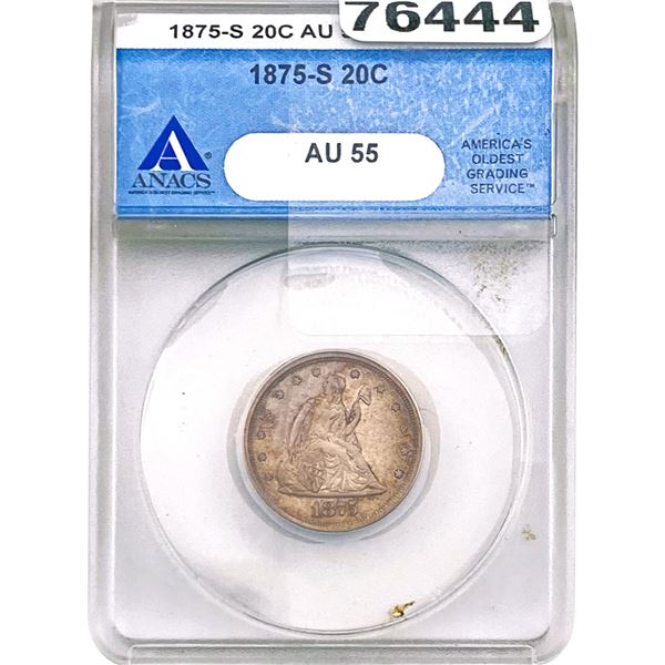1875-S Twenty Cent Piece ANACS AU55