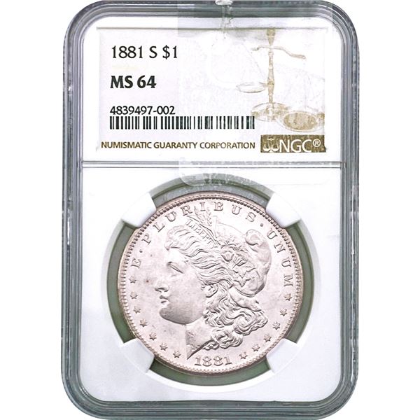 1881-S Morgan Silver Dollar NGC MS64
