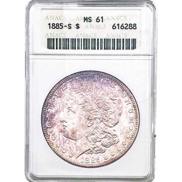 1885-S Morgan Silver Dollar ANACS MS61