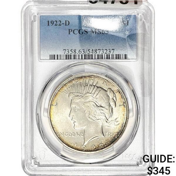 1922-D Silver Peace Dollar PCGS MS63