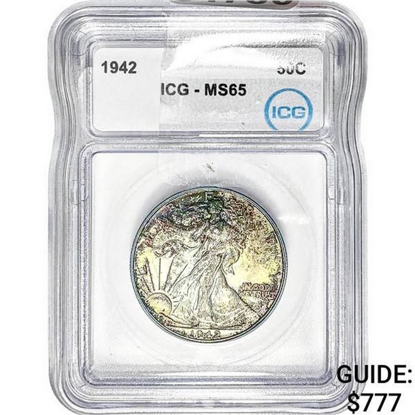 1942 Walking Liberty Half Dollar ICG MS65