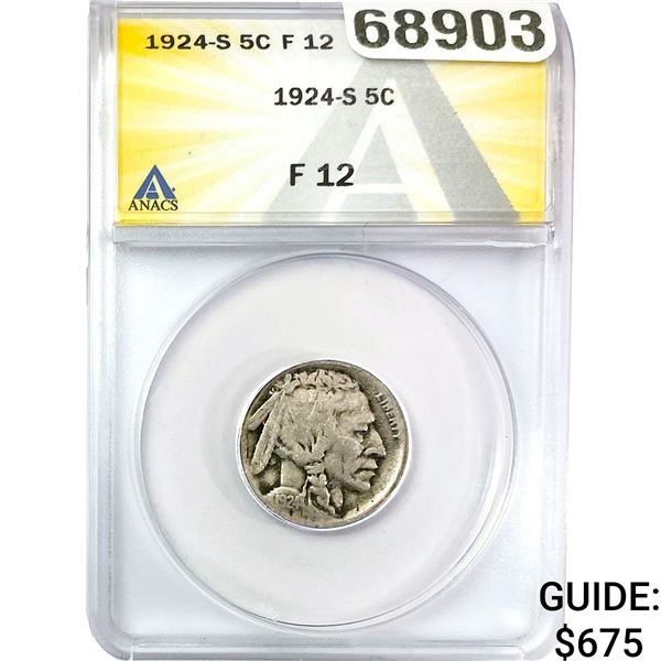 1924-S Buffalo Nickel ANACS F12