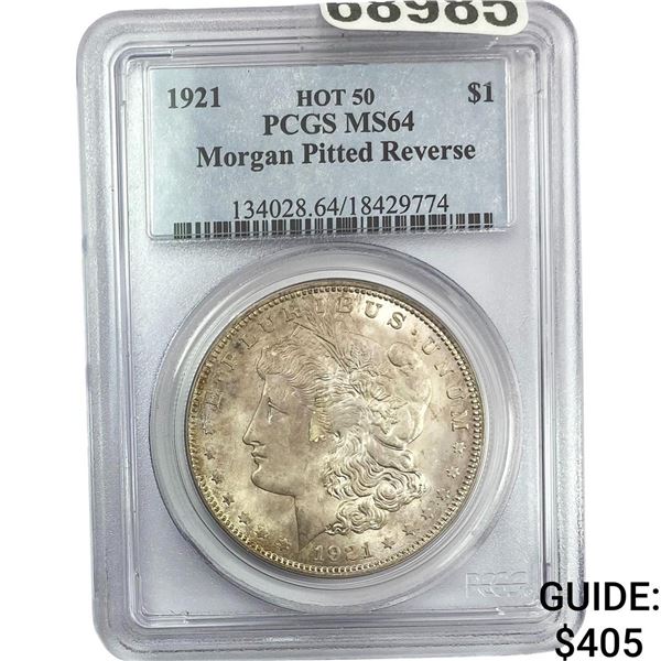 1921 Morgan Silver Dollar PCGS MS64 Pitted Reverse