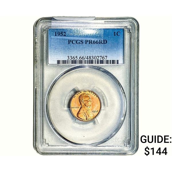 1952 Wheat Cent PCGS PR66 RD