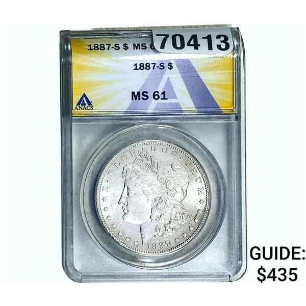 1887-S Morgan Silver Dollar ANACS MS61