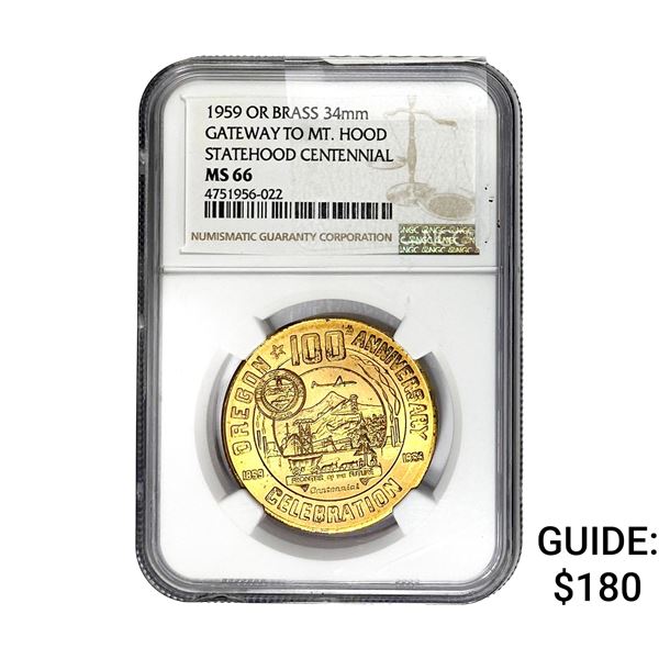 1959 OR BRASS 34MM NGC MS66