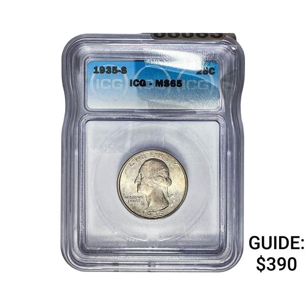 1935-S Washington Silver Quarter ICG MS65