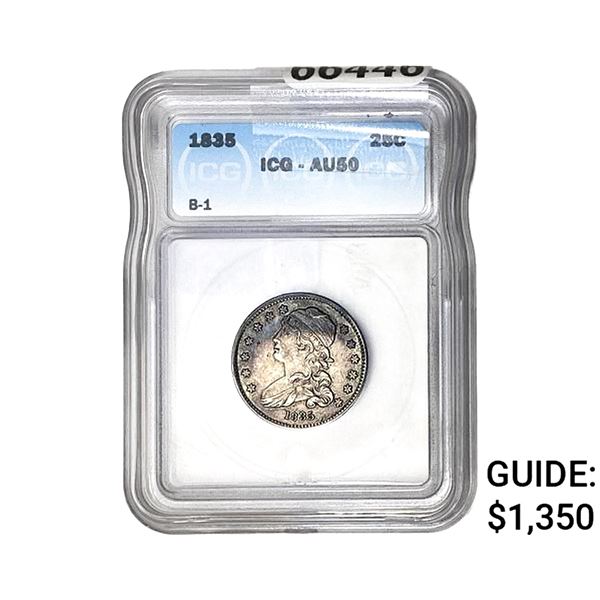 1835 Capped Bust Quarter ICG AU50