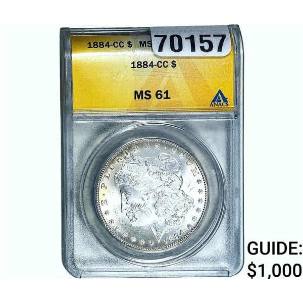 1884-CC Morgan Silver Dollar ANACS MS61