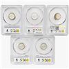 Image 2 : [5 Coins]1957 Roosevelt Dime PCGS MS66