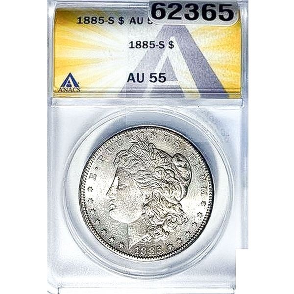 1885-S Morgan Silver Dollar ANACS AU55