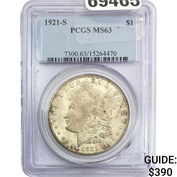 1921-S Morgan Silver Dollar PCGS MS63