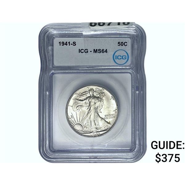 1941-S Walking Liberty Half Dollar ICG MS64