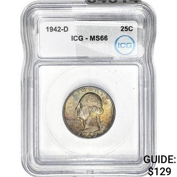 1942-D Washington Silver Quarter ICG MS66
