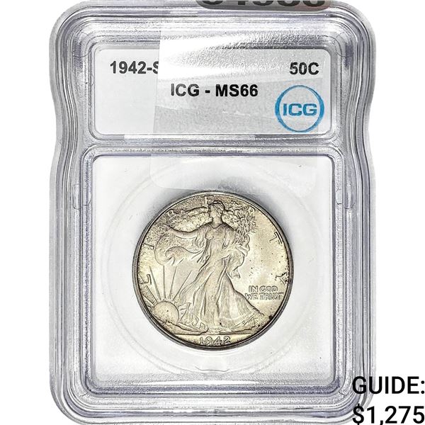 1942-S Walking Liberty Half Dollar ICG MS66