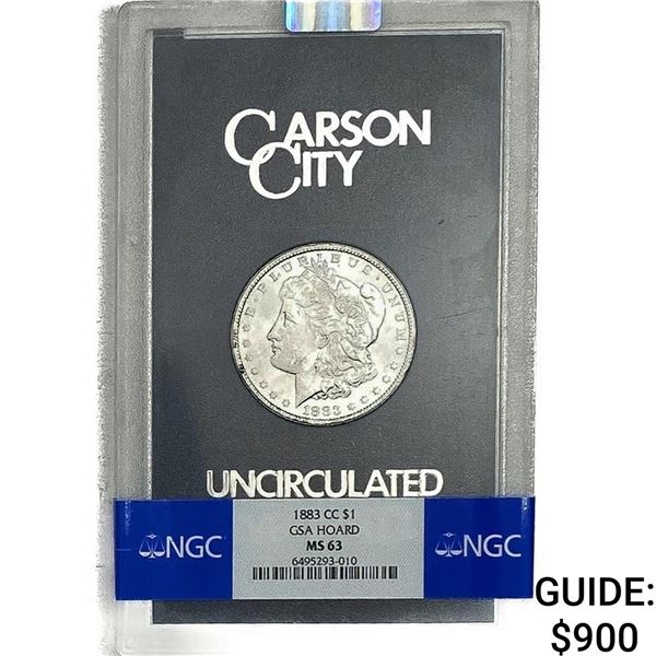1883-CC Uncirculated Morgan Silver Dollar GSA MS63