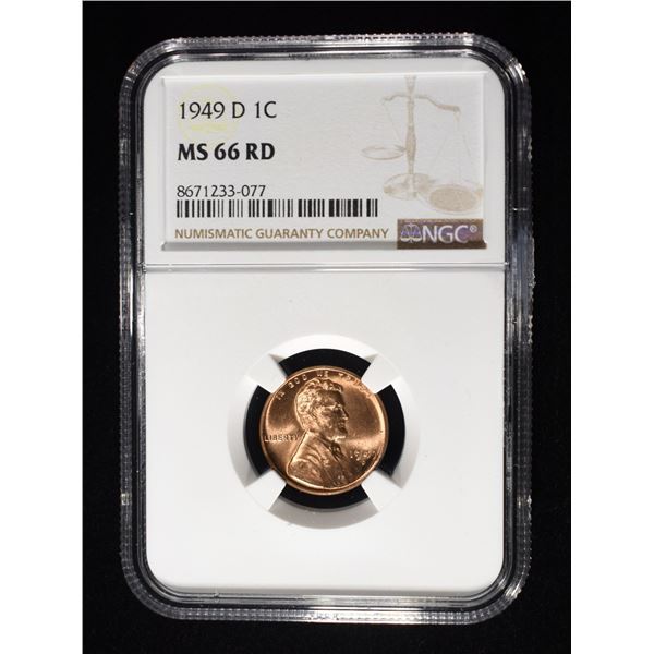1949-D LINCOLN CENT NGC MS-66 RD