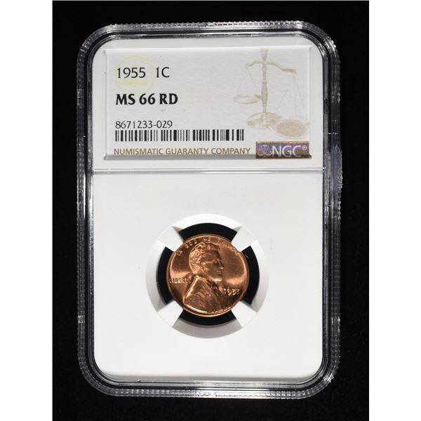1955 LINCOLN CENT NGC MS-66 RD