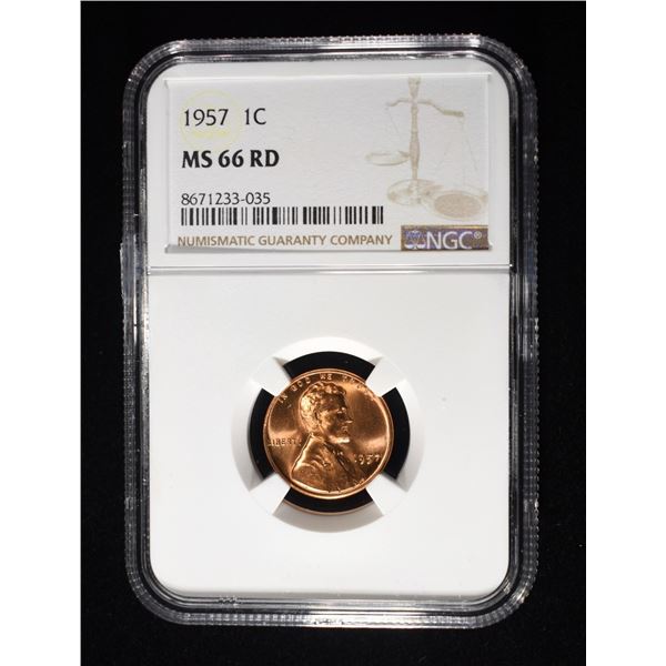 1957 LINCOLN CENT NGC MS-66 RD
