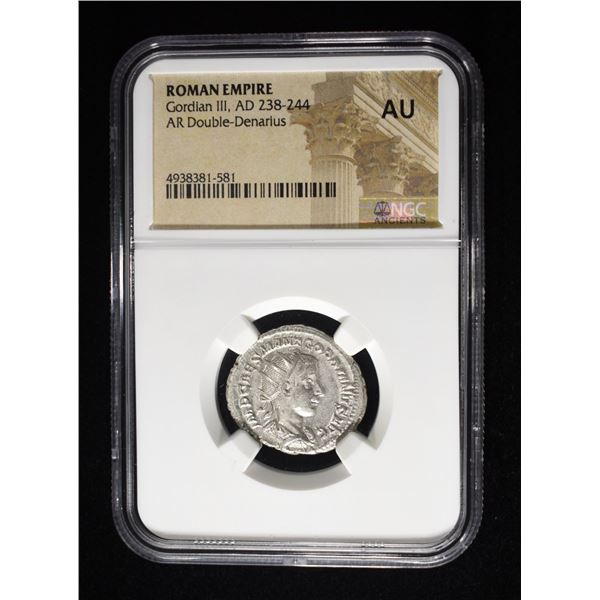 AD 238-244 GORDIAN III  AR DOUBLE-DENARIUS NGC AU