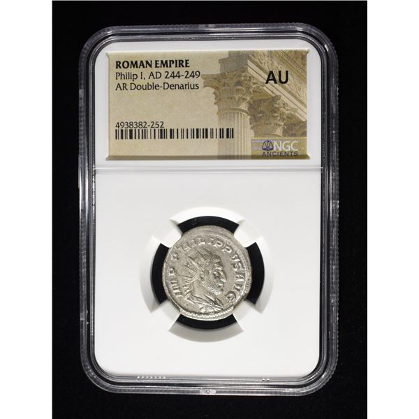 AD 244-249 PHILIP I, AR DOUBLE-DENARIUS NGC AU