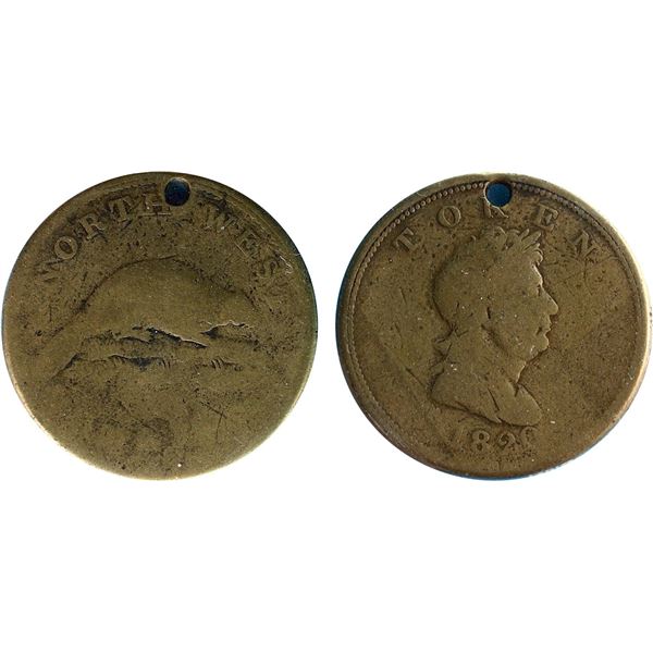 Breton 925 North West Company Beaver Token; FT-9B CCCS G-4 Holed.  A rare but decent Brass (engraile