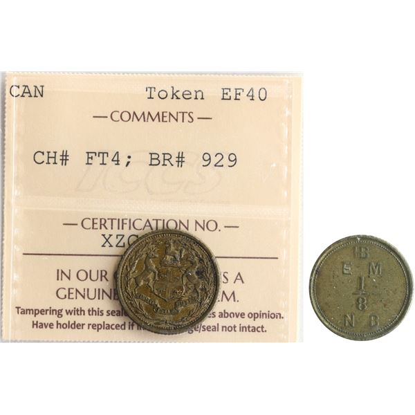 Set of 4 HBC "Brass" Tokens; Hudson's Bay Company; (1857) East Main District issues includes CH#FT1 