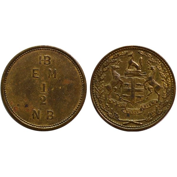 Hudson's Bay; FT-2, Breton #927, AU-UNC Eastmain 1/2 Made Beaver, Moose Factory, Circa 1857.