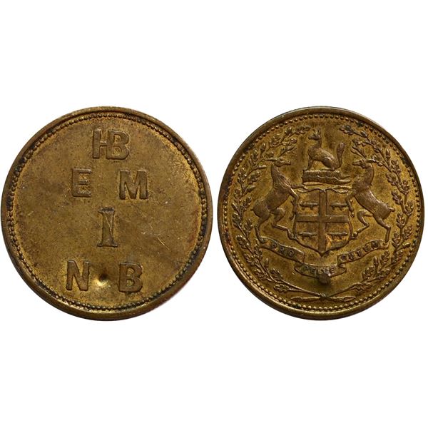 Hudson’s Bay; FT-5 Breton #926, Gingras 220 brass AU/UNC - EM Moose Factory (Punched) (1857