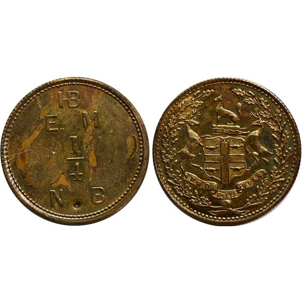 Hudson’s Bay; FT-7 Breton # 928, Gingras 220b brass AU/UNC -  EM Moose Factory (Punched) (1