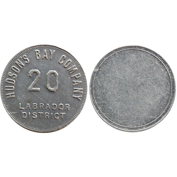 Hudson’s Bay Company Labrador District 20 (MB) circa.1919 - uniface Gingras 255d tin AU